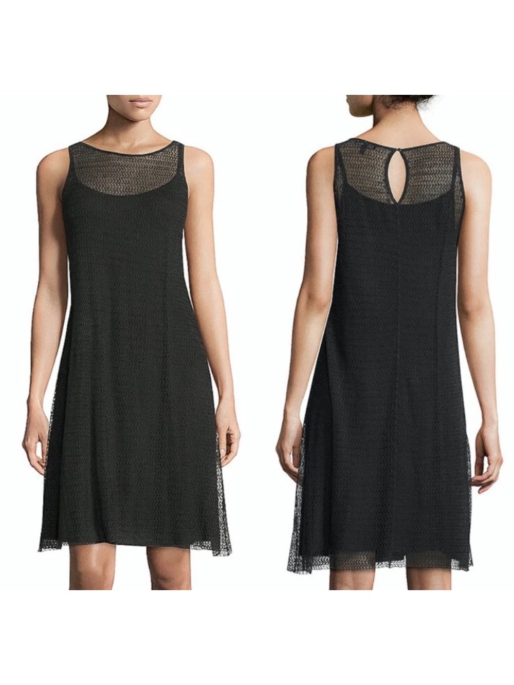 Eileen Fisher Lace Knit Hemp Sheer Shift Dress PP